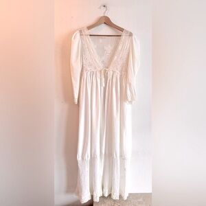 REVERIE Lace Trimmed Tie Front Duster Robe